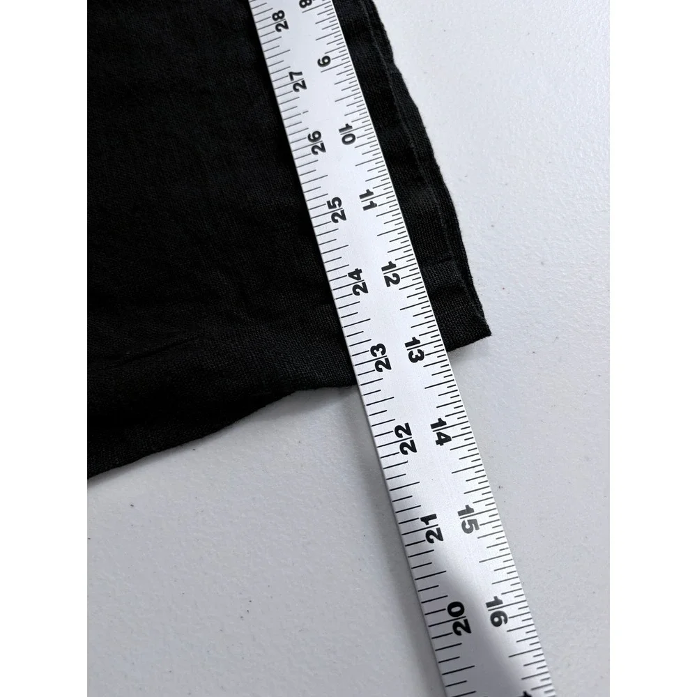 Bryn Walker Black Linen Wide Leg Cropped Pants Ankle Pockets Button Detail L USA - Picture 15 of 15